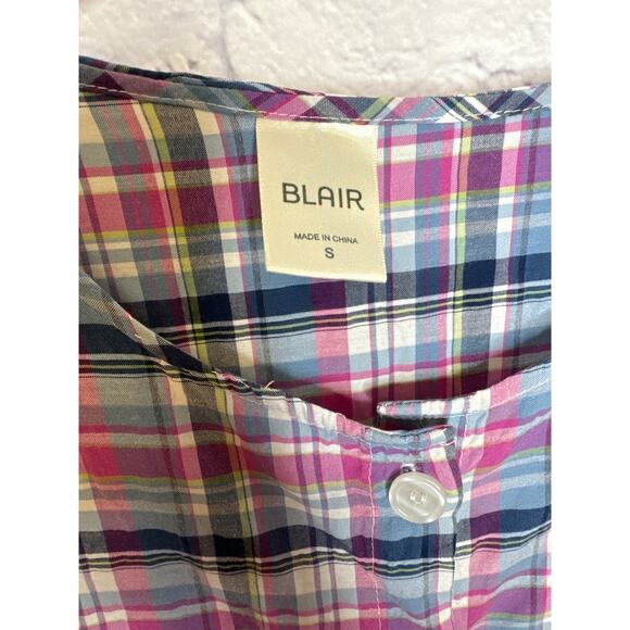 Blair Vintage Women's Housecoat Dress Short Sleeve Full Button Up Plaid SZ Small - Picture 3 of 4